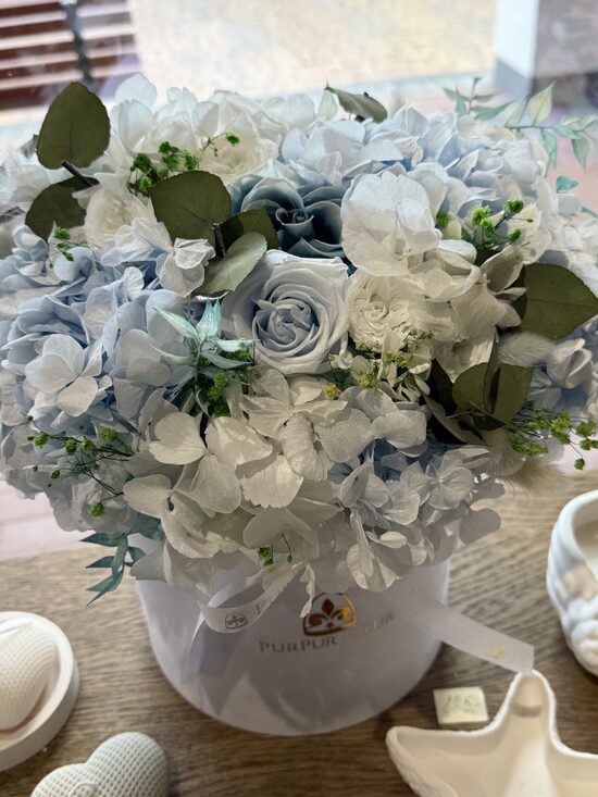⚜️Blue Forever Flower Mix in White Luxury Box 