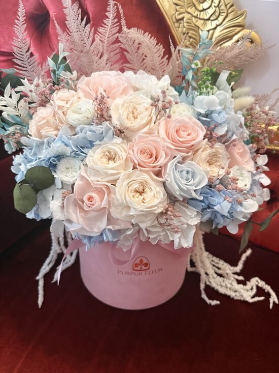 ⚜️Pink & Blue Premium Forever Flower Mix In Pink Box