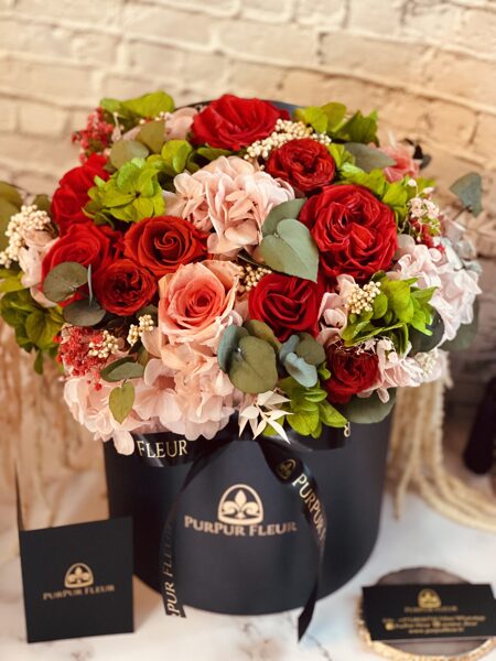 ⚜️Red & Pink Forever Flower Mix in Anthracite color Box 